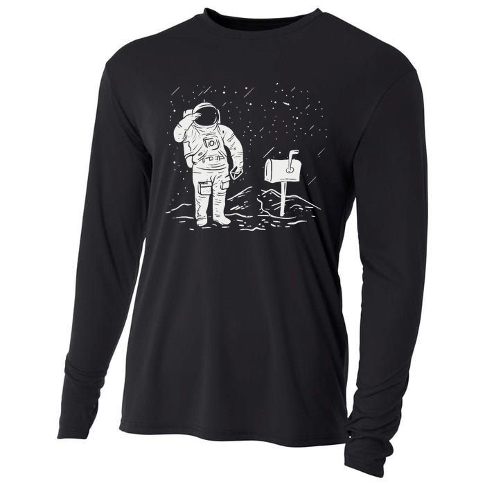 Postal Worker Funny For Delivery Mailman Astronaut Cooling Performance Long Sleeve Crew