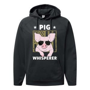 Pig Whisperer Funny Pig Design Hog Farmer Performance Fleece Hoodie