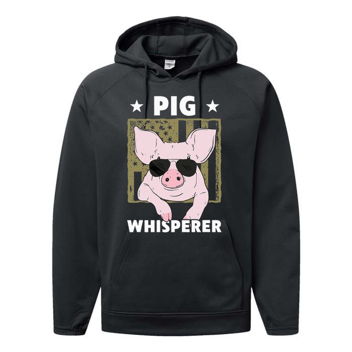 Pig Whisperer Funny Pig Design Hog Farmer Performance Fleece Hoodie