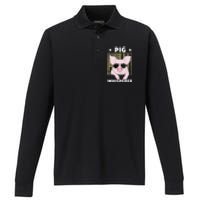 Pig Whisperer Funny Pig Design Hog Farmer Performance Long Sleeve Polo