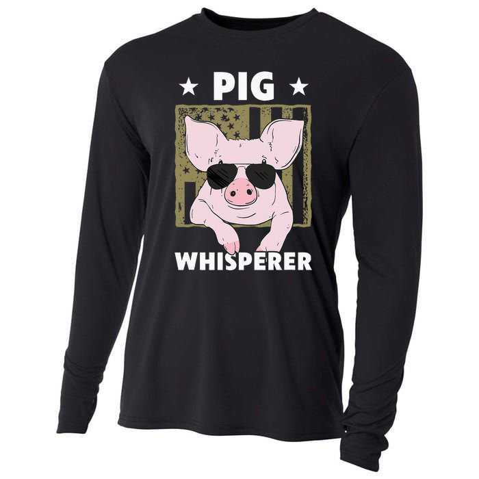 Pig Whisperer Funny Pig Design Hog Farmer Cooling Performance Long Sleeve Crew