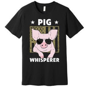 Pig Whisperer Funny Pig Design Hog Farmer Premium T-Shirt