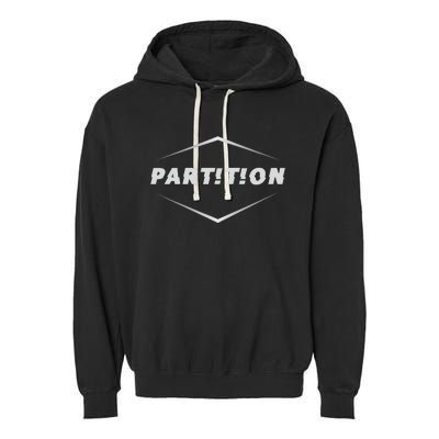 Partition White funny logo Garment-Dyed Fleece Hoodie