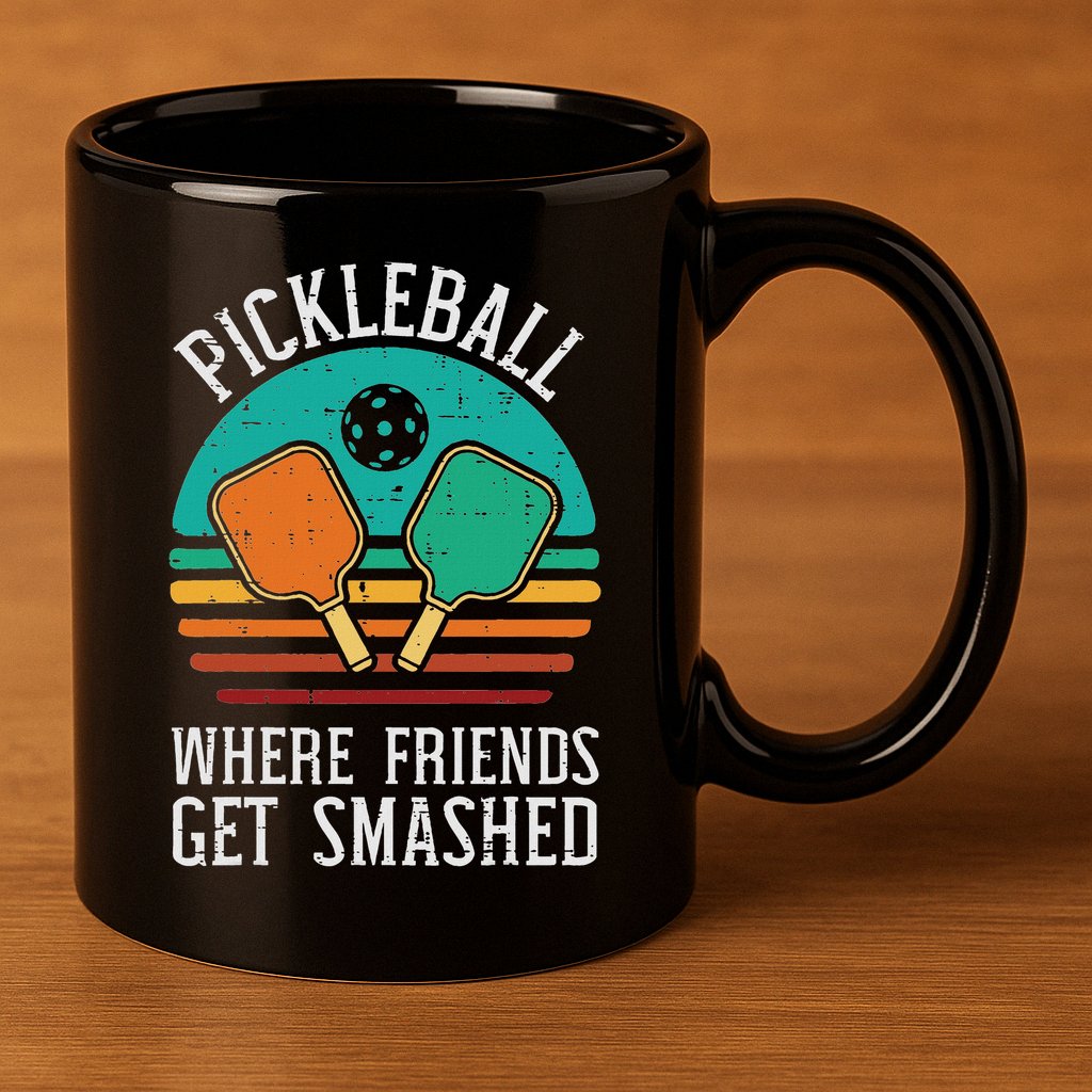 Pickleball Where Friends Get Smashed Pickle Ball Men Women 11oz C Handle Ceramic Mug