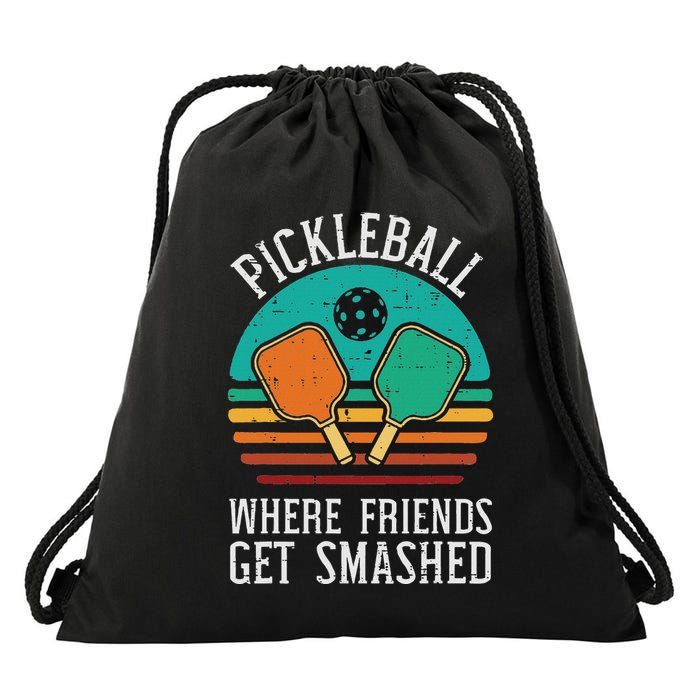 Pickleball Where Friends Get Smashed Pickle Ball Drawstring Bag