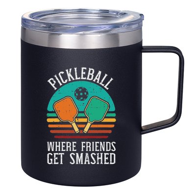 Pickleball Where Friends Get Smashed Pickle Ball 12oz Stainless Steel Coffee Mug