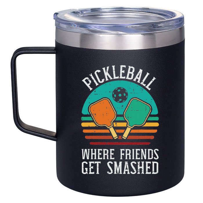 Pickleball Where Friends Get Smashed Pickle Ball 12oz Stainless Steel Coffee Mug