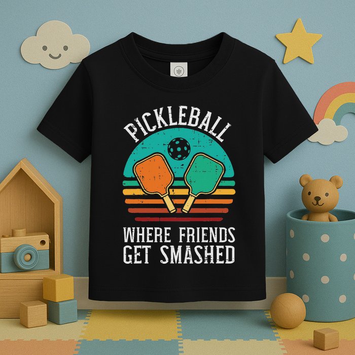 Pickleball Where Friends Get Smashed Pickle Ball Toddler T-Shirt