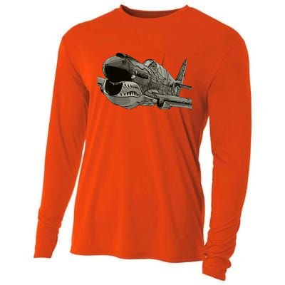 P40 Warhawk Fighter Aircraft WW2 Plane Spotting Spotter Cooling Performance Long Sleeve Crew