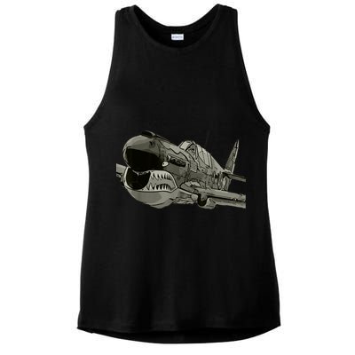 P40 Warhawk Fighter Aircraft WW2 Plane Spotting Spotter Ladies PosiCharge Tri-Blend Wicking Tank