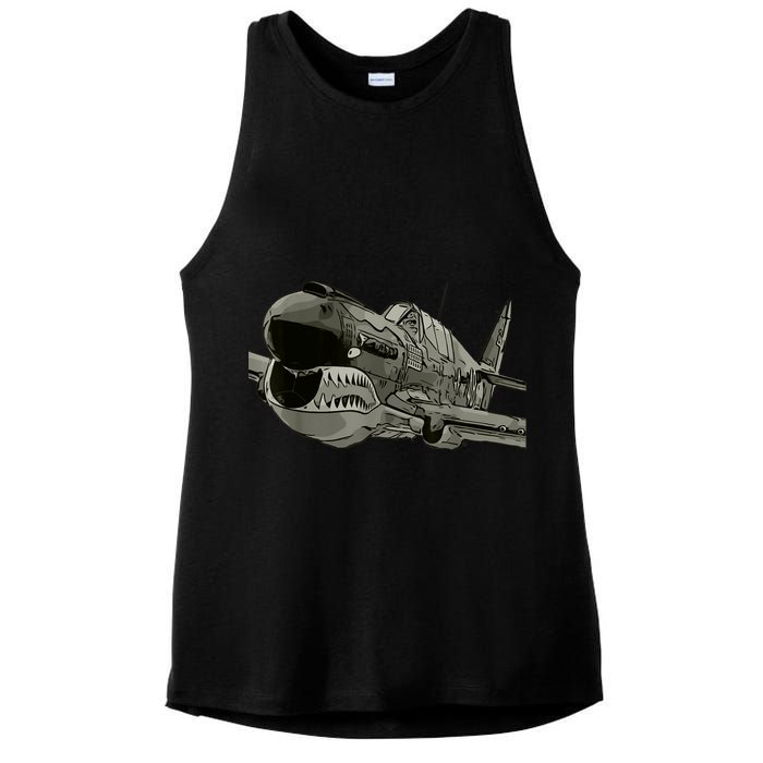 P40 Warhawk Fighter Aircraft WW2 Plane Spotting Spotter Ladies PosiCharge Tri-Blend Wicking Tank