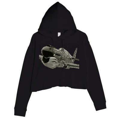 P40 Warhawk Fighter Aircraft WW2 Plane Spotting Spotter Crop Fleece Hoodie