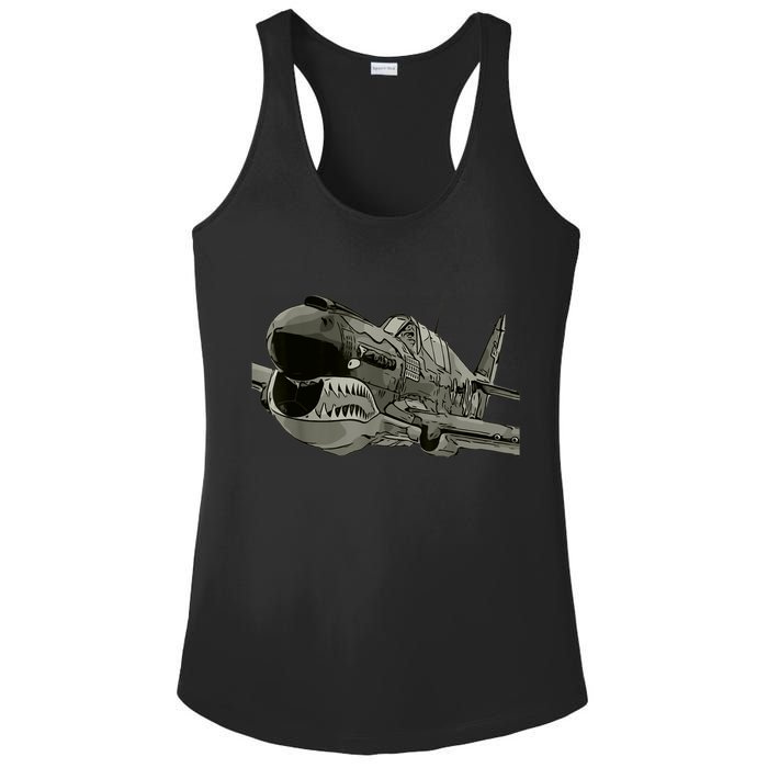 P40 Warhawk Fighter Aircraft WW2 Plane Spotting Spotter Ladies PosiCharge Competitor Racerback Tank