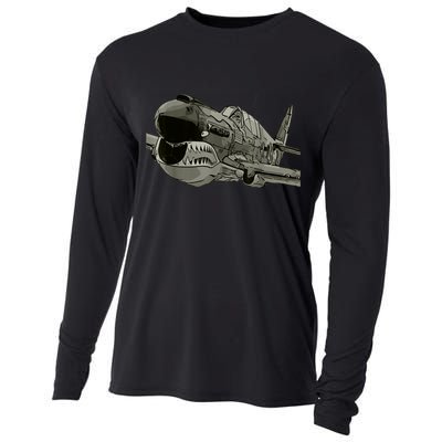 P40 Warhawk Fighter Aircraft WW2 Plane Spotting Spotter Cooling Performance Long Sleeve Crew