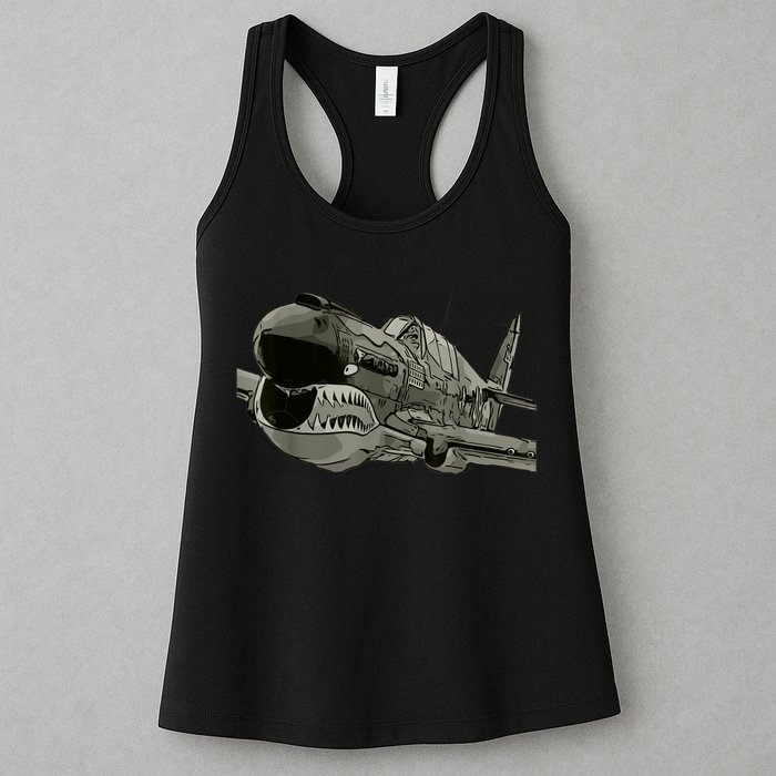 P40 Warhawk Fighter Aircraft WW2 Plane Spotting Spotter Womens Tank Top