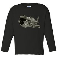 P40 Warhawk Fighter Aircraft WW2 Plane Spotting Spotter Toddler Long Sleeve Shirt