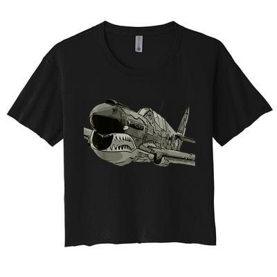 P40 Warhawk Fighter Aircraft WW2 Plane Spotting Spotter Crop Top