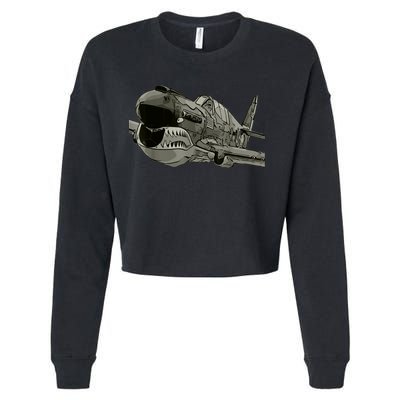 P40 Warhawk Fighter Aircraft WW2 Plane Spotting Spotter Cropped Pullover Crew