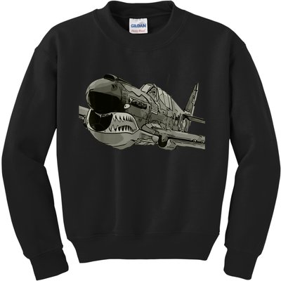 P40 Warhawk Fighter Aircraft WW2 Plane Spotting Spotter Kids Sweatshirt