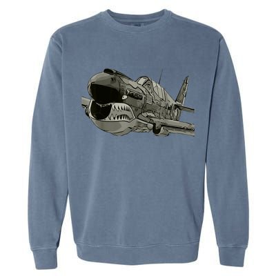 P40 Warhawk Fighter Aircraft WW2 Plane Spotting Spotter Garment-Dyed Sweatshirt