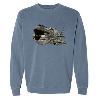 P40 Warhawk Fighter Aircraft WW2 Plane Spotting Spotter Garment-Dyed Sweatshirt