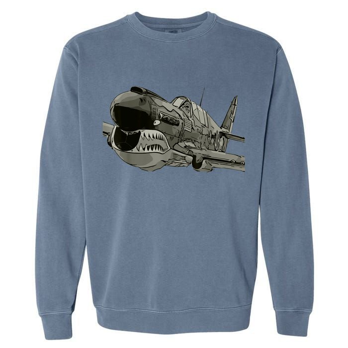 P40 Warhawk Fighter Aircraft WW2 Plane Spotting Spotter Garment-Dyed Sweatshirt