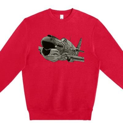 P40 Warhawk Fighter Aircraft WW2 Plane Spotting Spotter Premium Crewneck Sweatshirt