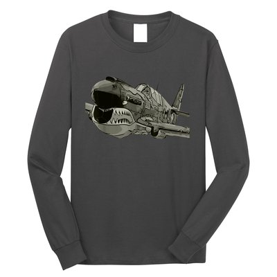 P40 Warhawk Fighter Aircraft WW2 Plane Spotting Spotter Long Sleeve Shirt