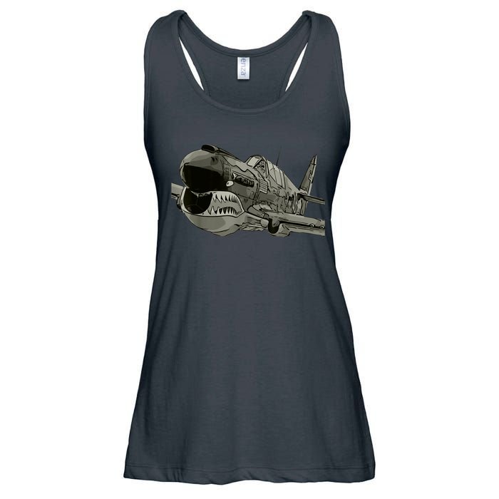 P40 Warhawk Fighter Aircraft WW2 Plane Spotting Spotter Ladies Essential Flowy Tank