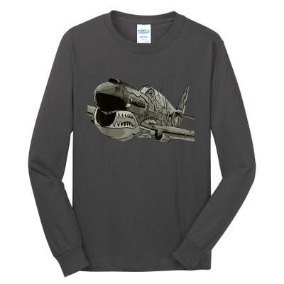 P40 Warhawk Fighter Aircraft WW2 Plane Spotting Spotter Tall Long Sleeve T-Shirt