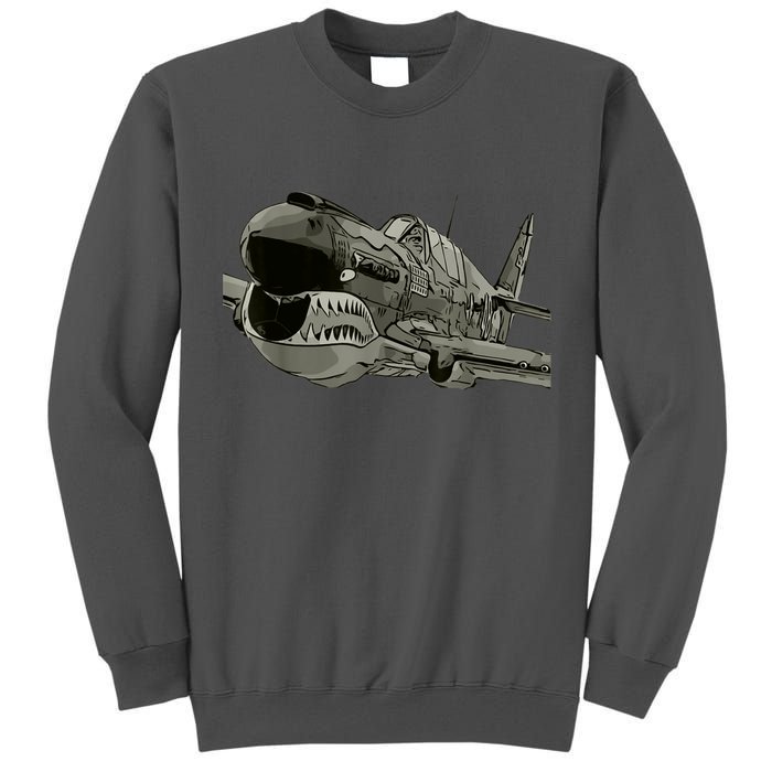 P40 Warhawk Fighter Aircraft WW2 Plane Spotting Spotter Tall Sweatshirt