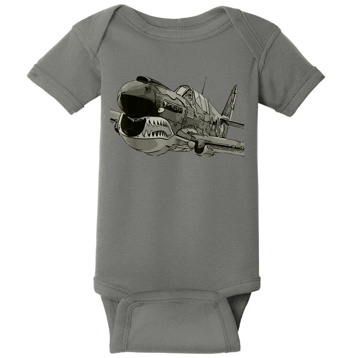 P40 Warhawk Fighter Aircraft WW2 Plane Spotting Spotter Baby Bodysuit