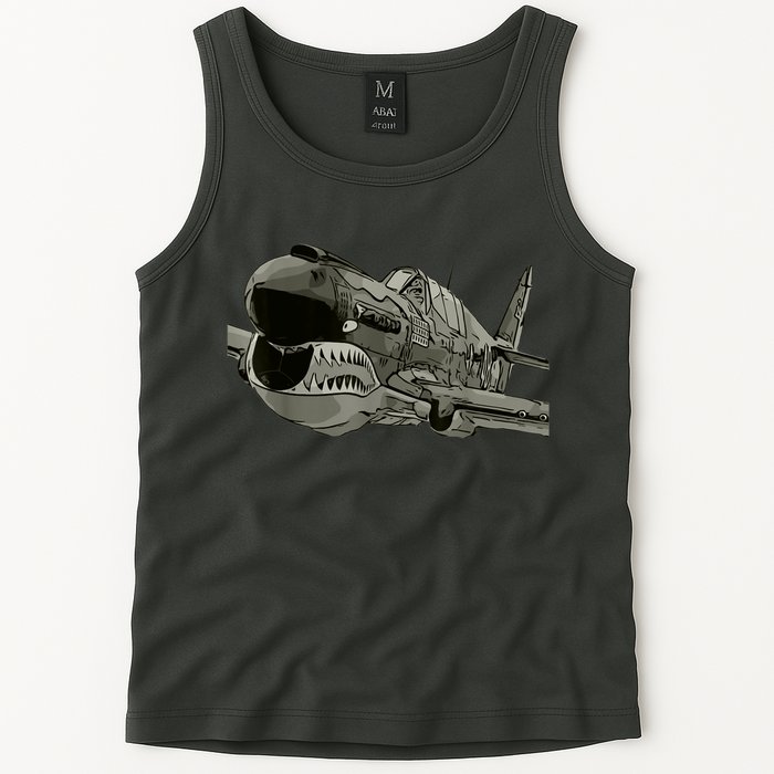 P40 Warhawk Fighter Aircraft WW2 Plane Spotting Spotter Tank Top