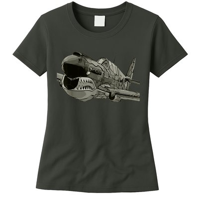 P40 Warhawk Fighter Aircraft WW2 Plane Spotting Spotter Womens T-Shirt