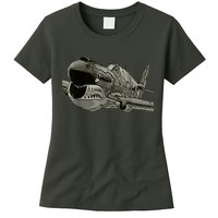 P40 Warhawk Fighter Aircraft WW2 Plane Spotting Spotter Womens T-Shirt