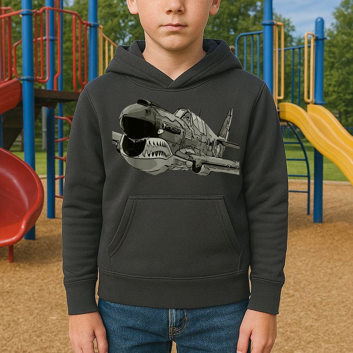 P40 Warhawk Fighter Aircraft WW2 Plane Spotting Spotter Kids Hoodie