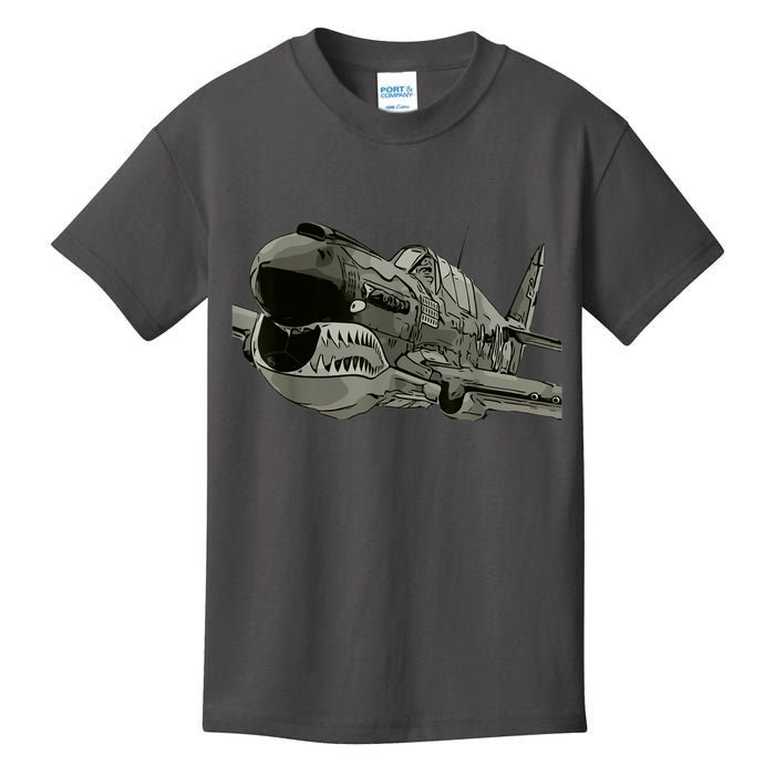 P40 Warhawk Fighter Aircraft WW2 Plane Spotting Spotter Kids T-Shirt