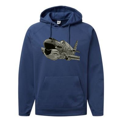 P40 Warhawk Fighter Aircraft WW2 Plane Spotting Spotter Performance Fleece Hoodie