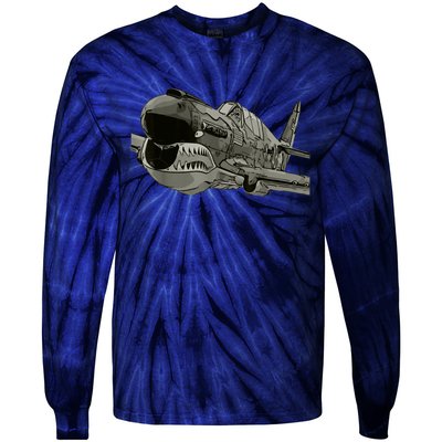 P40 Warhawk Fighter Aircraft WW2 Plane Spotting Spotter Tie-Dye Long Sleeve Shirt