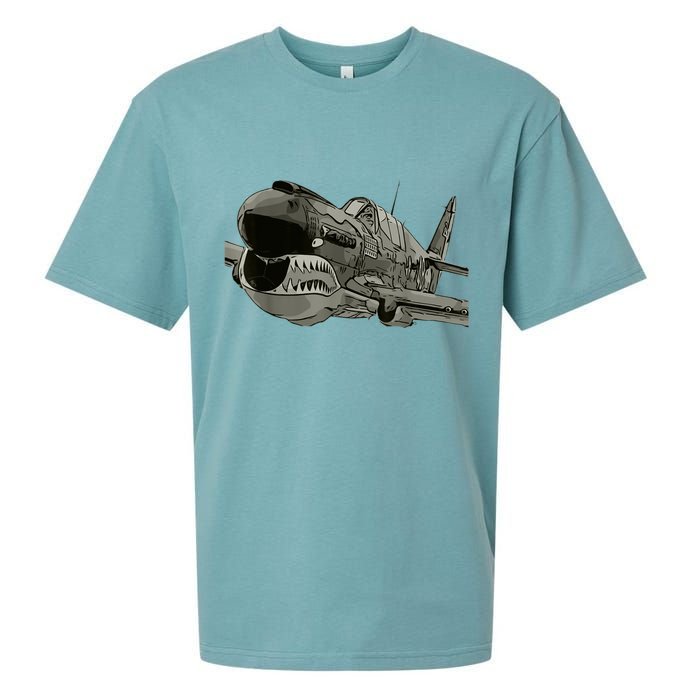 P40 Warhawk Fighter Aircraft WW2 Plane Spotting Spotter Sueded Cloud Jersey T-Shirt