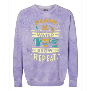 Plant Water Grow Repeat Colorblast Crewneck Sweatshirt