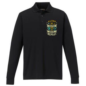 Plant Water Grow Repeat Performance Long Sleeve Polo