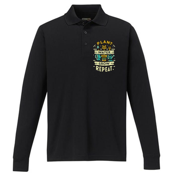 Plant Water Grow Repeat Performance Long Sleeve Polo