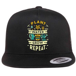 Plant Water Grow Repeat Flat Bill Trucker Hat