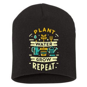 Plant Water Grow Repeat Short Acrylic Beanie