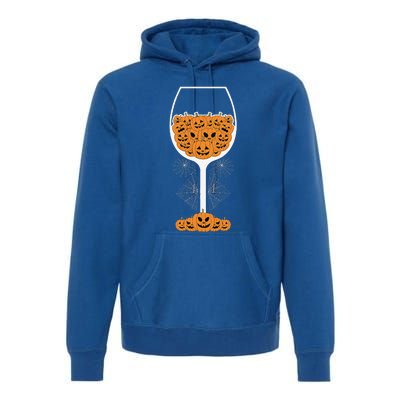 Pumpkin Wine Glass Spider Web Costume Easy Halloween Gift Premium Hoodie