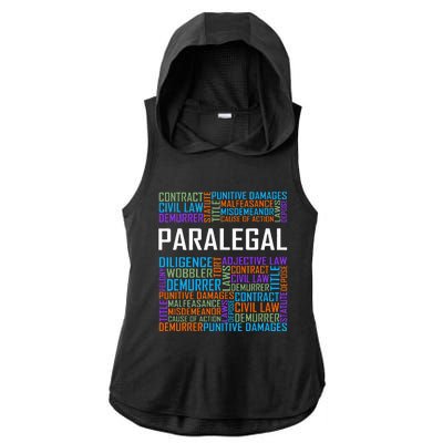 Paralegal Words Gift Paralegals Gifts Law Attorney Assistant Ladies PosiCharge Tri-Blend Wicking Draft Hoodie Tank