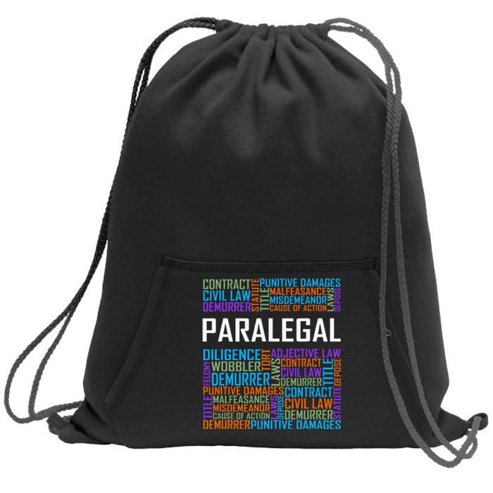 Paralegal Words Gift Paralegals Gifts Law Attorney Assistant Sweatshirt Cinch Pack Bag