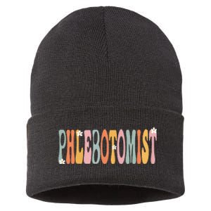 Phlebotomist Week Groovy Appreciation Day For Women For Work Sustainable Knit Beanie