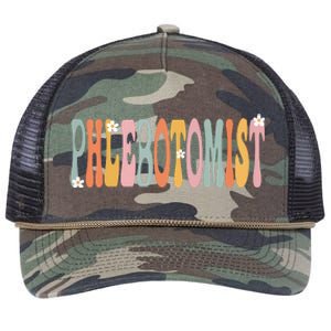 Phlebotomist Week Groovy Appreciation Day For Women For Work Retro Rope Trucker Hat Cap